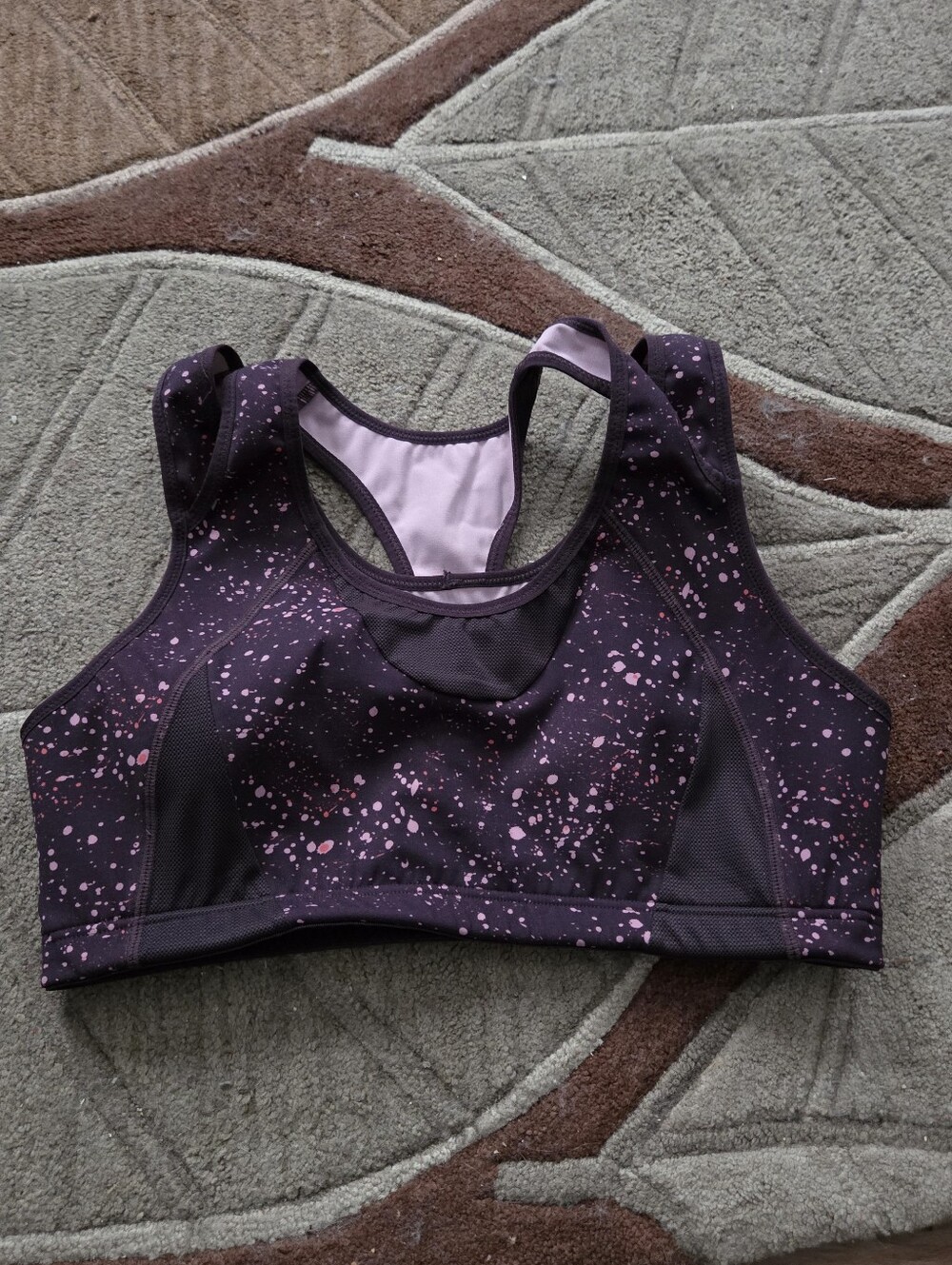 High-Impact Purple Splash Racerback Sports Bra